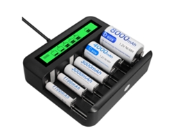Carregador De Bateria Universal Lcd - 8 Compartimentos Aa/aaa/c/d SUNNY SPACES