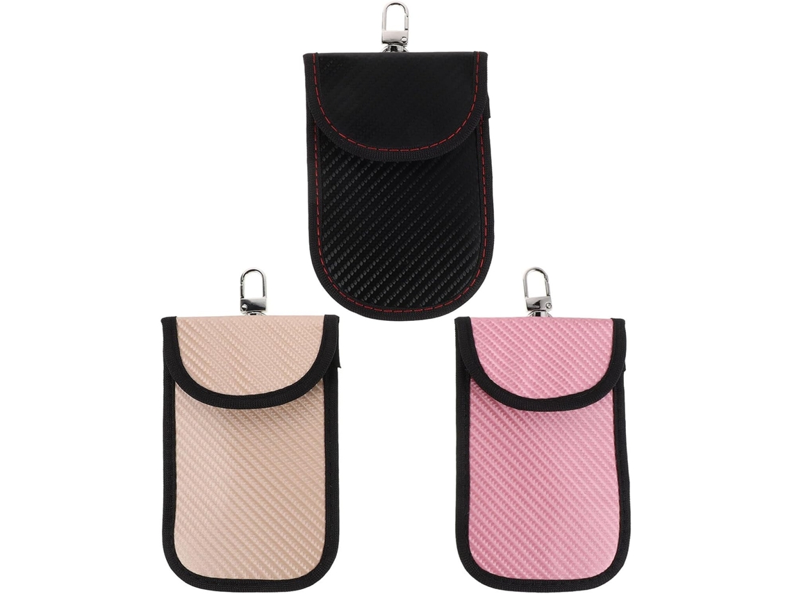 Conjunto De 3 Capas Antirroubo Para Chaves Em Fibra De Carbono Preta, Formato Vertical Médio.