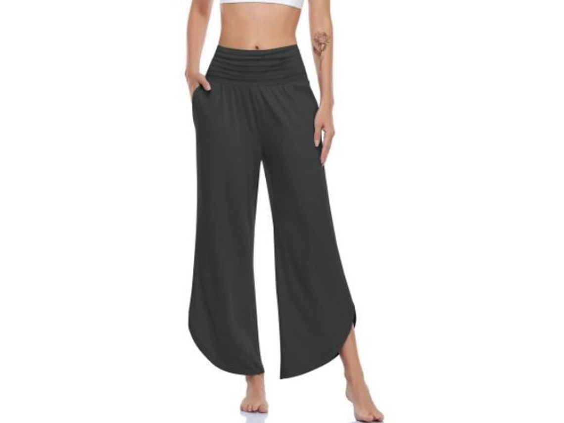 2026 pantalones de Yoga de Pierna Ancha para Mujer de Cintura Alta Con Bolsillos Suaves Y Cómodos M Cinza Escuro