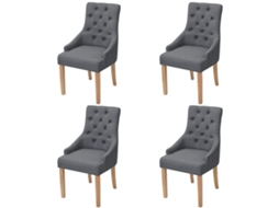 Vidaxl Cadeiras De Jantar 4 Pcs Tecido Cinzento-escuro