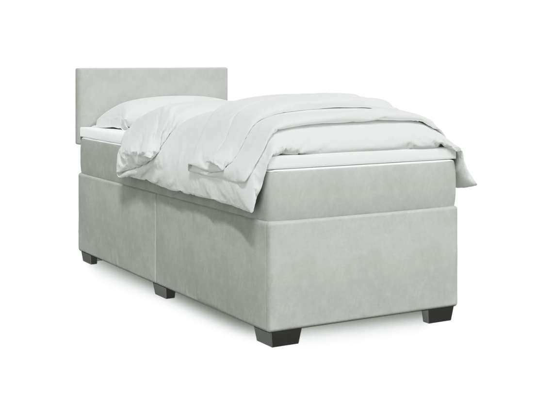 Vidaxl Cama Com Molas/colchão 90x190 Cm Veludo Cinza-claro