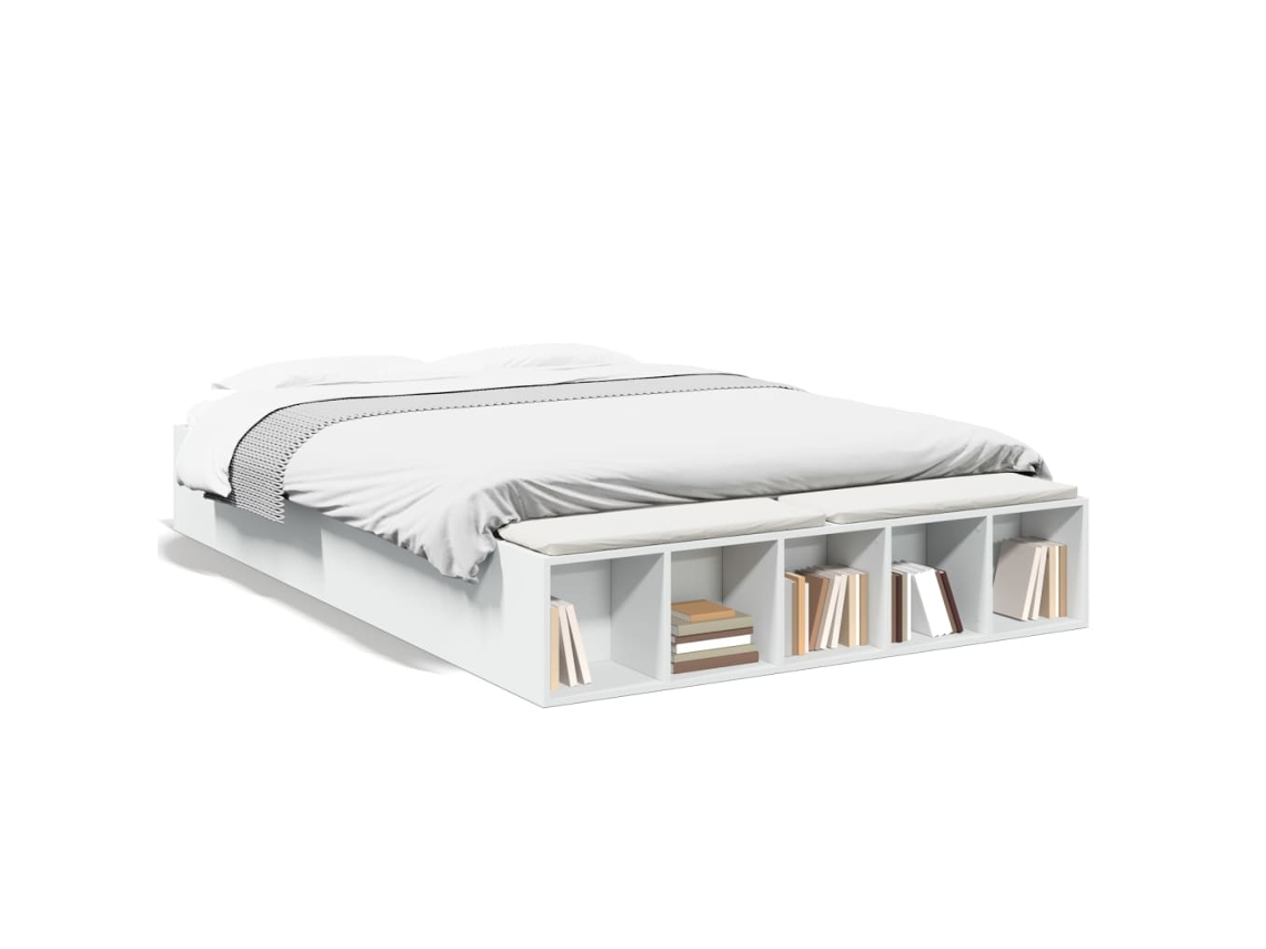 Bed Frame, Bed Frames Vidaxl Branco Madeira Processada (150 X 200 Cm)