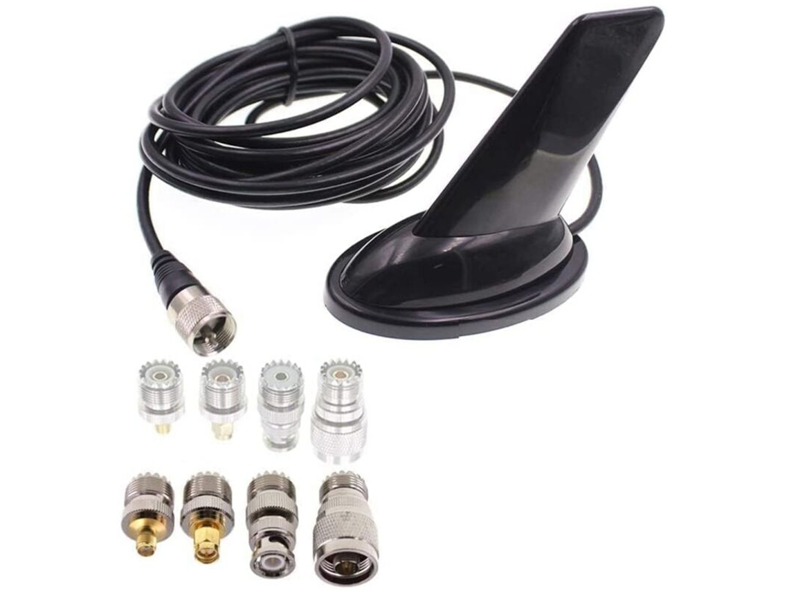 Antena De Rádio Móvel Banda Dupla, Antena Tipo Aleta De 136, 174 Mhz E Antena De 400, 470 Mhz Com 4 Adaptadores