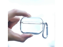 Capa protetora transparente e rígida de policarbonato para AirPods Pro com gancho. GIECY