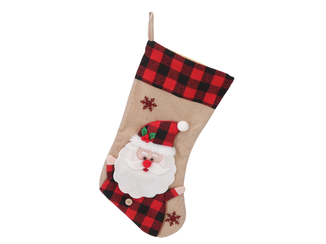 Meia de Natal de Pano Grosseiro para Decoração