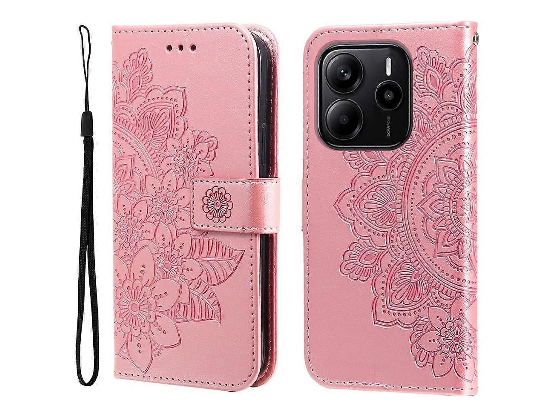 Capa De Couro Para Celular Com Estampa De Flores De Sete Pétalas