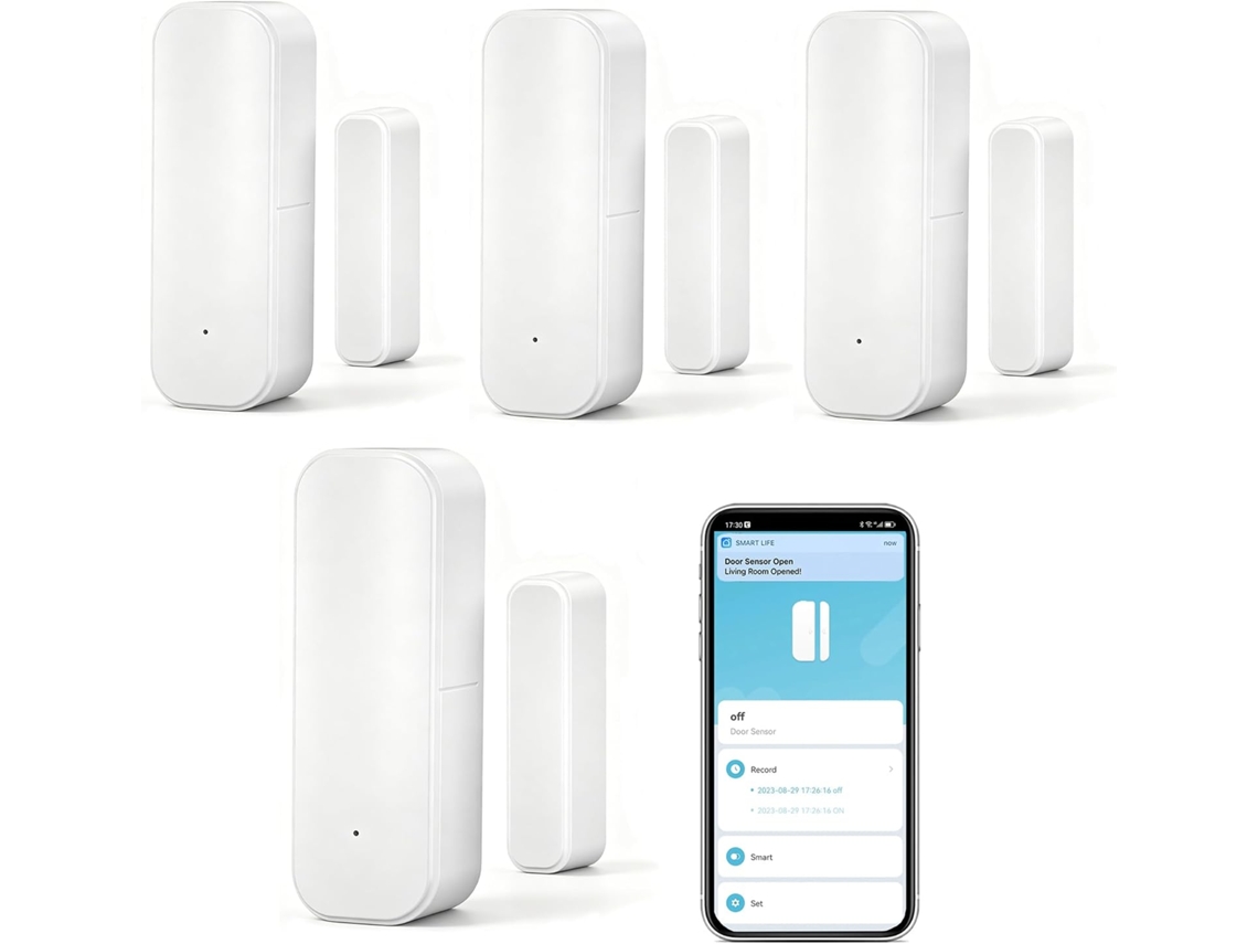 Sensor Wi-Fi para portas e janelas: Sensor de contato inteligente compatível com assistentes.