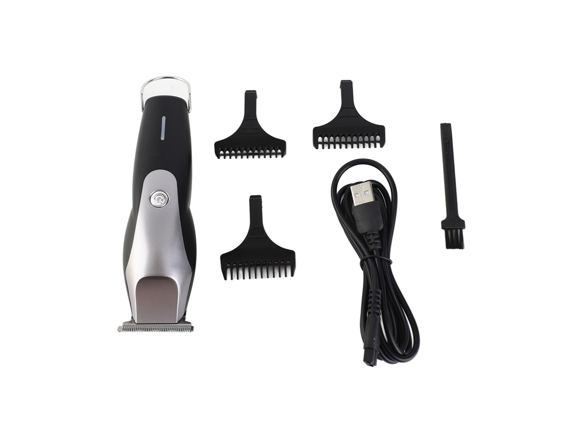 Aparador de Cabelo Elétrico Usb 10w Lâmina T Flex Bateria 1500mah com 3 Pentes Preto