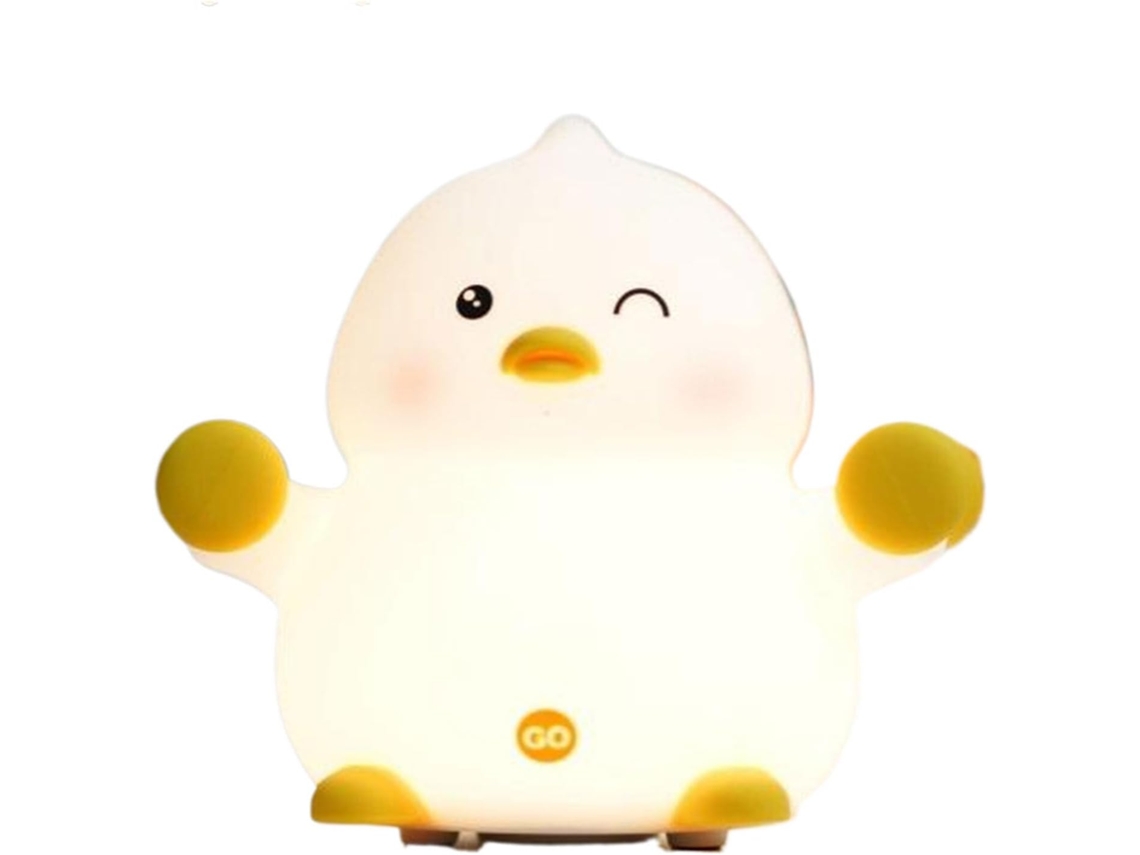 Patinho macio e flexível com iluminação, luz noturna de silicone em formato de pato.
