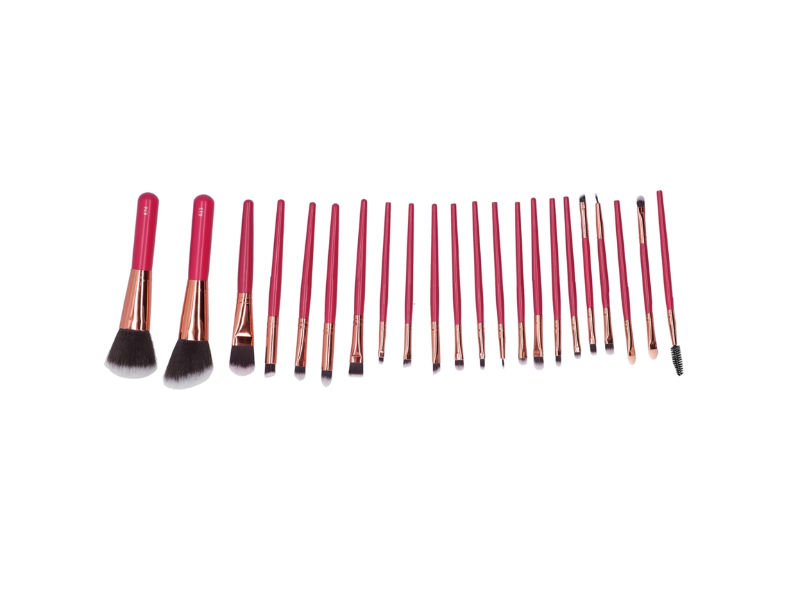 Conjunto de 22 pincéis de maquiagem macios para olhos e lábios.