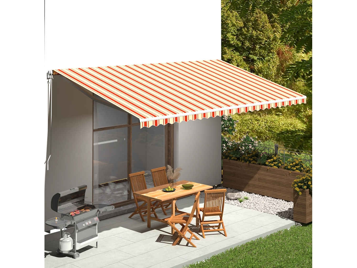 Vidaxl Tecido De Substituição Para Toldo Amarelo E Laranja 6x3 M Poliéster