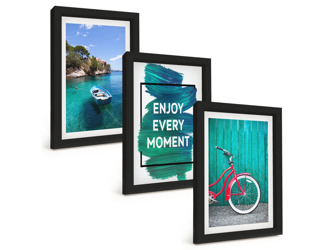 Composição De Quadros Mar, Barco, Bicicleta, Inspiração Espelharte (3 Peças 20x30 Cm)