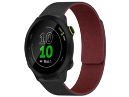 Bracelete Para Garmin Forerunner 45 / 45s / Swim 2 (18mm) - Silicone Magnético - Textura De Lichia Preto E Vermelho