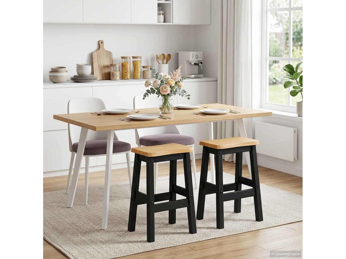 Vidaxl Banco Alto De Bar Ekai 2 Unid. Preto 40 X 29 X 63 Cm