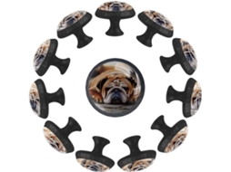 Puxadores E Maçanetas Redondas Para Armários De Cozinha, Conjunto De 12 Peças, Com Desenho De Um Bulldog Dormindo No