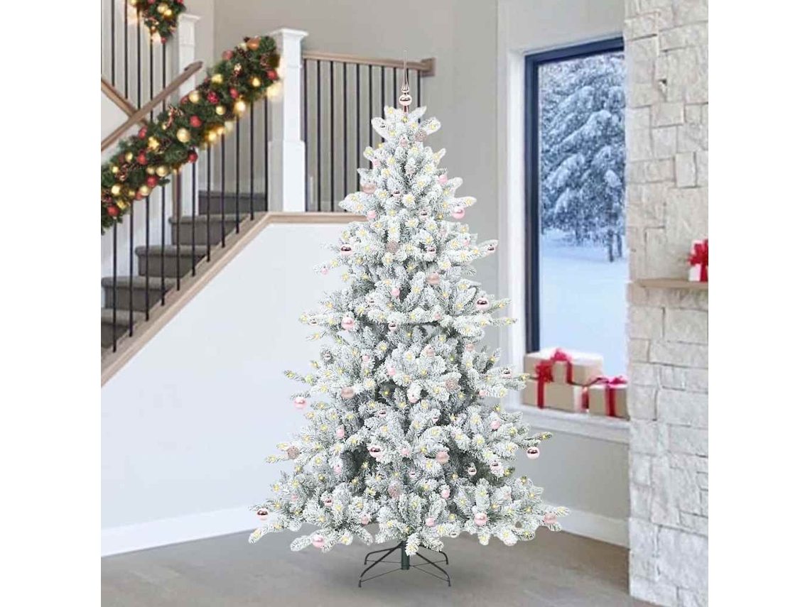 Vidaxl Árvore De Natal Articulada Artificial Branco 240 Cm Pvc E Aço
