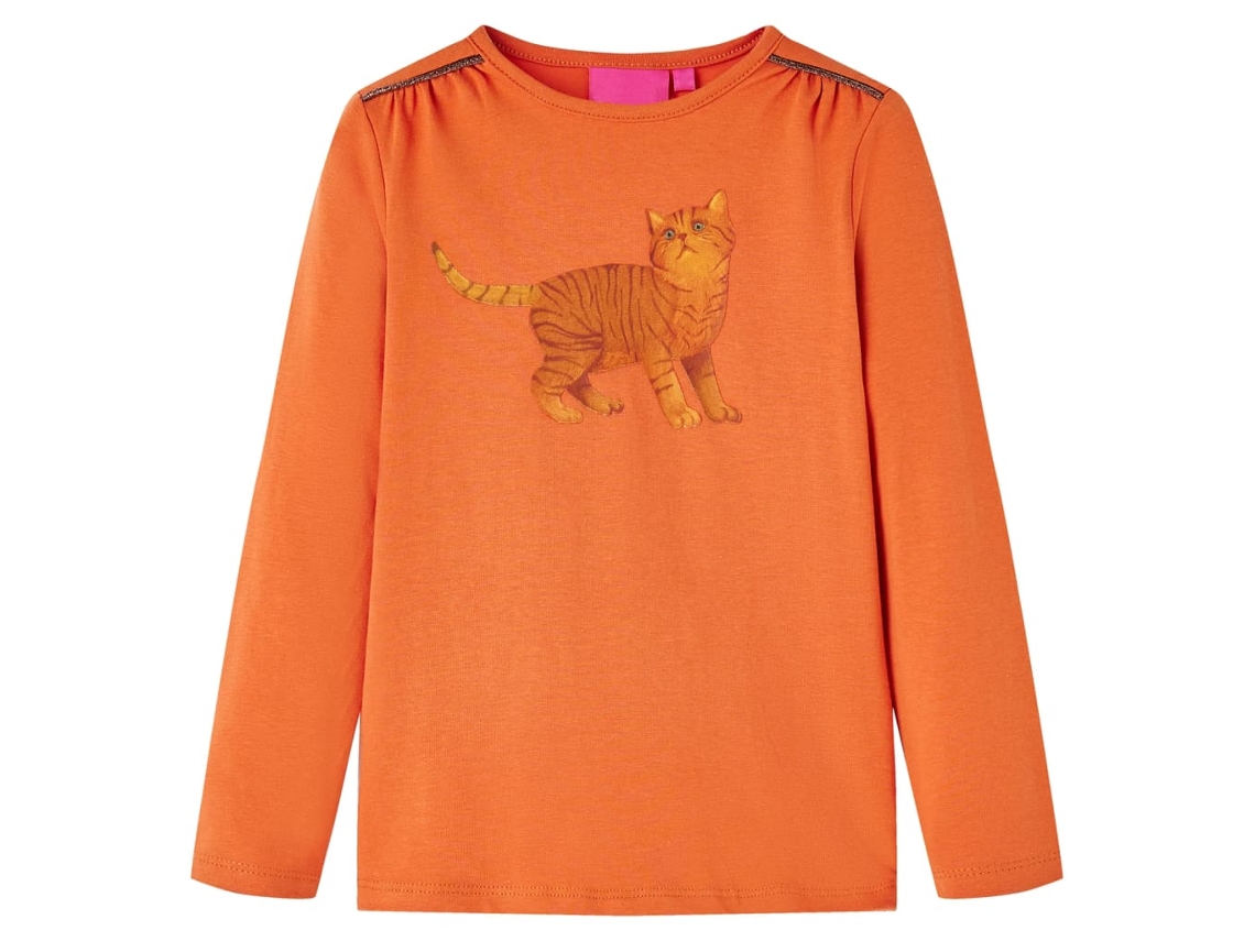 T-shirt De Manga Comprida Para Criança Laranja-queimado 104