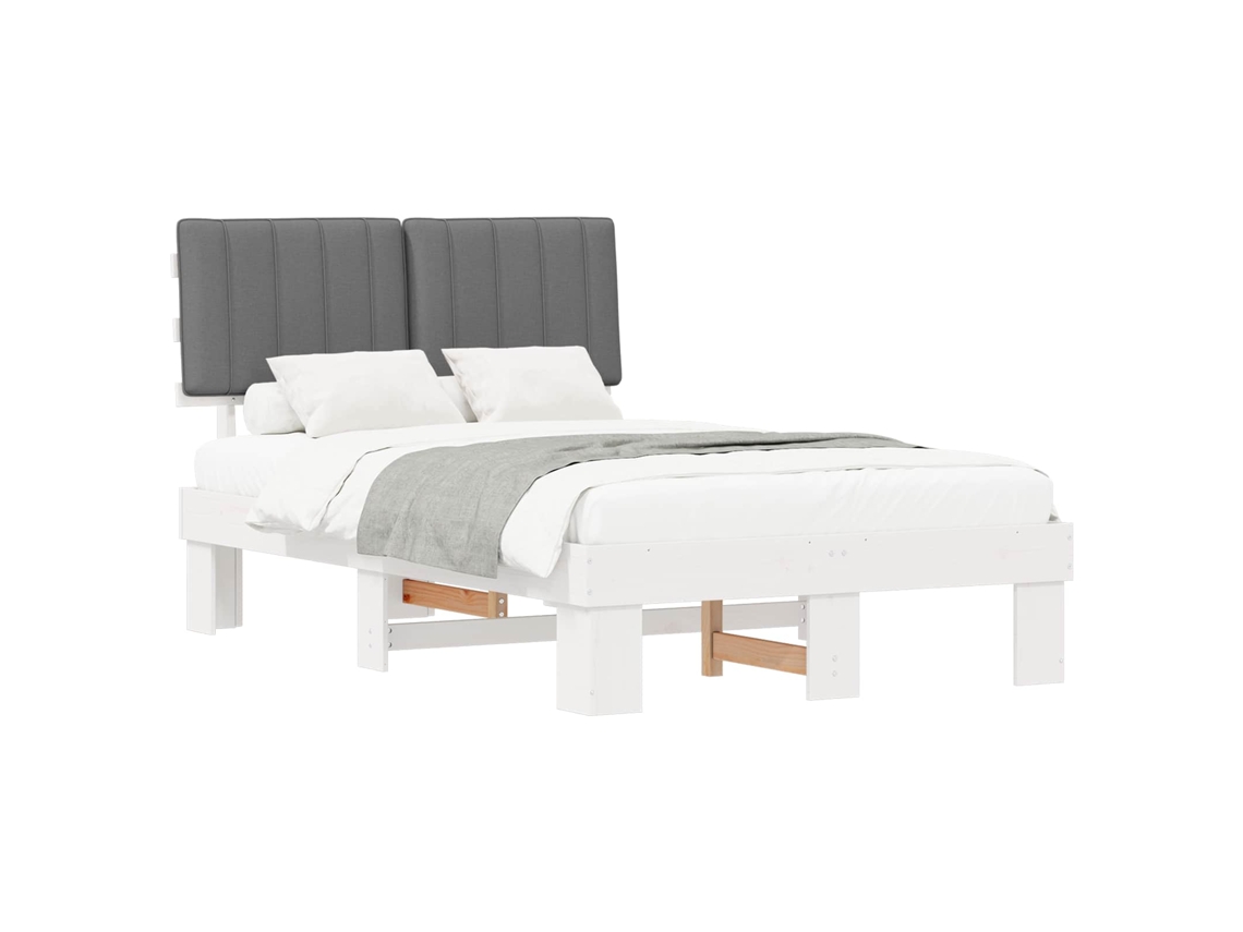 Estrutura de Cama com Cabeceira Estofada em Cinzento Claro MAISON EXCLUSIVE