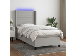 Vidaxl Cama Box Spring C/ Colchão E Led 90x190 Cm Tecido Cinza-claro
