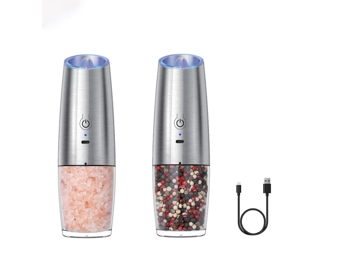 Moedor De Especiarias Elétrico Conjunto Atualizado De Aço Inoxidável Recarregável Por Usb 591a Brilvibera