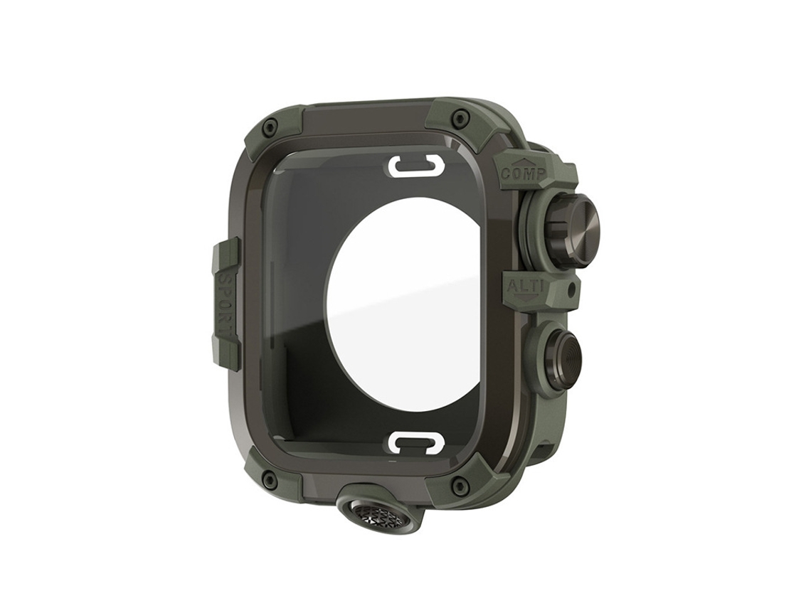 Capa Protetora para Apple Watch S11/s10 com Marca CZHHMART (46 Mm) metálica à prova d'água estilo mecânico verde militar