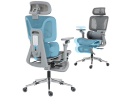 Cadeira De Escritório Ergonómica Em Rede Cinza, Braços 6d, Apoio De Cabeça E Profundidade De Assento Reguláveis