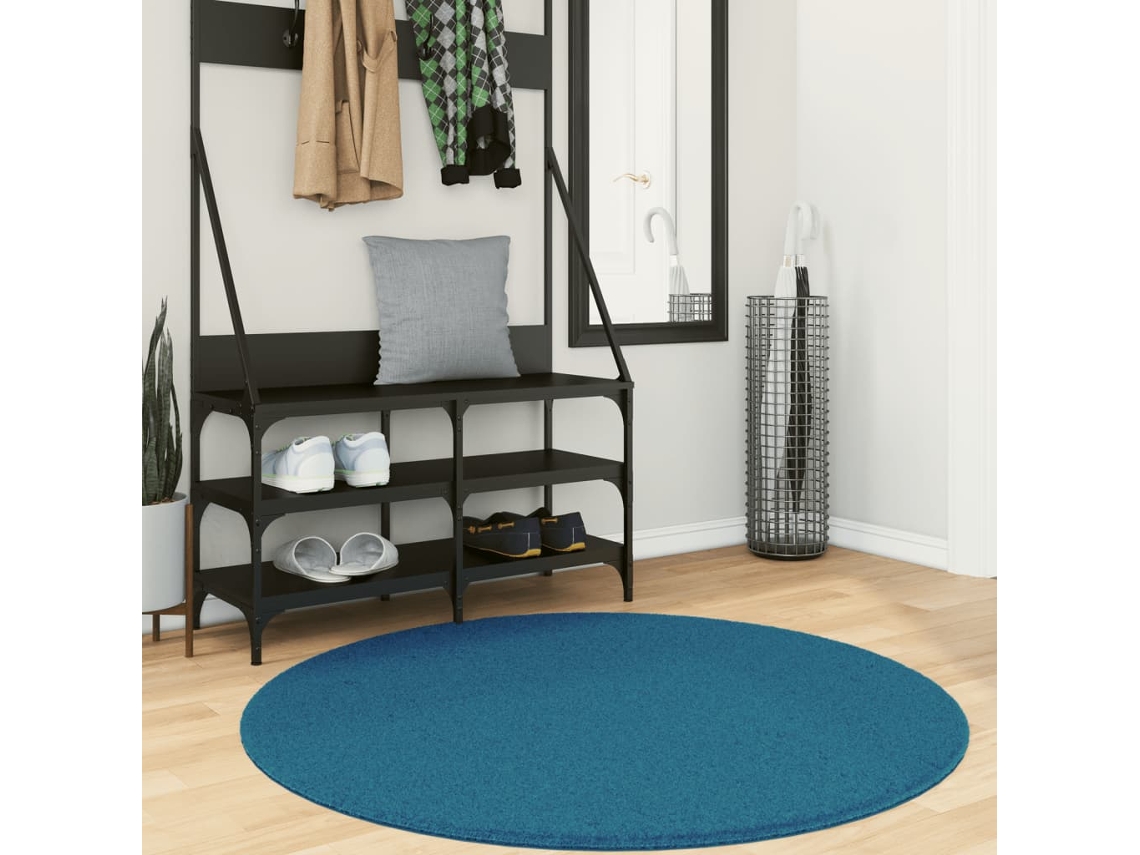 Vidaxl Tapete De Pelo Curto Oviedo Ø 120 Cm Turquesa