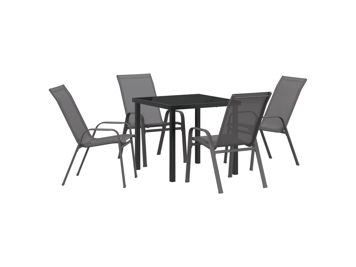 Conjunto 5 De Jantar Vidaxl Textilene Cinza E Aço