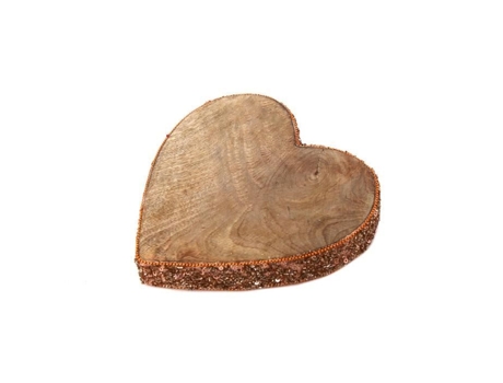 Decoração de Natal em madeira com coração natural - Castanho cobre