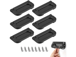 Ing 6 Peças, Puxadores De Porta De Cozinha, Puxadores Ocultos, Puxadores De Anel Embutidos, Adequados Para Gavetas E Armários E Cômodas (preto)
