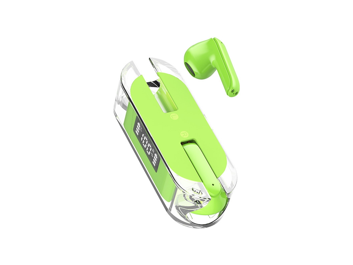 Fones Bluetooth LAXISCREED Tm50 Verde Claro Case Transparente
