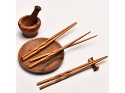 Conjunto De Cinco Pares De Pauzinhos De Bambu Natural, Estilo Chinês, Utensílios De Cozinha, Acessórios Para A Mesa De Jantar.