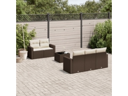 Vidaxl 6 Pcs Conjunto de Sofás Jardim C/ Almofadões Vime Pe Castanho