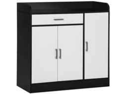 Armário de Cozinha Moderno em MDF com 2 Armários, 1 Gaveta, Prateleiras Ajustáveis, Branco ZENCORE SERVICES
