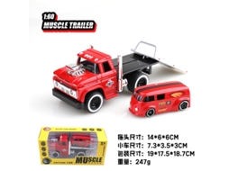 Trailer Retrô Americano de Muscle Car, Modelo de Carro Realista em Metal Fundido, Brinquedo Infantil MDUG
