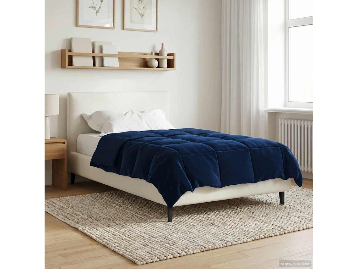 Vidaxl Duvet De Ano Inteiro Azul Escuro 140 X 200 Cm Microfibra