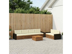 Vidaxl Conjunto De Sofás Para Exterior 7 Unid. Natural E Creme