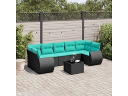 Vidaxl Conjunto De Sofá De Jardim Com 8 Peças E Almofadas Em Rattan Sintético Preto