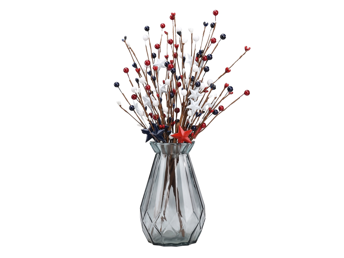 Decoração de dia da independência dos eua com flor artificial vermelha branca e azul LAXISCREED