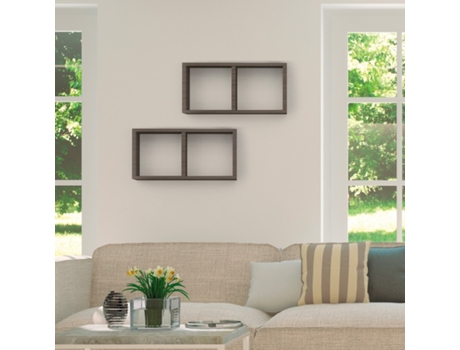 Prateleira de parede retangular 2 compartimentos cubos modernos Morgana Maxi