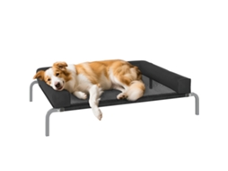 Cama Cachorro 19,5cm Almofada U Lavável Elevada Tecido Oxford Texteline Aço Gato Interna 110x75x30cm Preta Prata