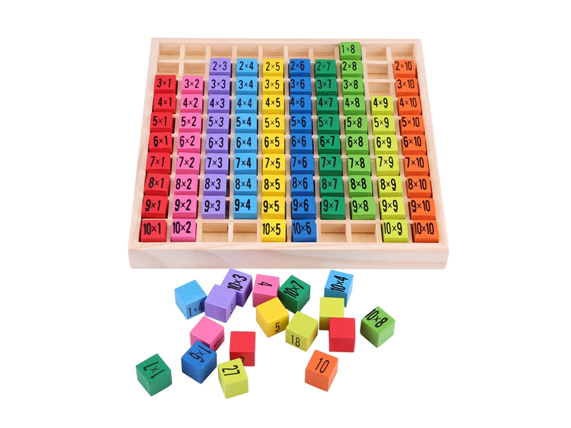 Mali brinquedo Educativo de Madeira Tabela de Multiplicação 10x10 Quebra cabeça Blocos para Crianças