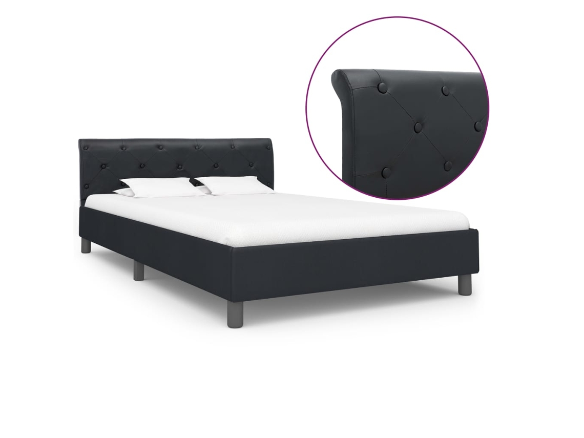 Vidaxl Estrutura De Cama 140x200 Cm Couro Artificial Preto