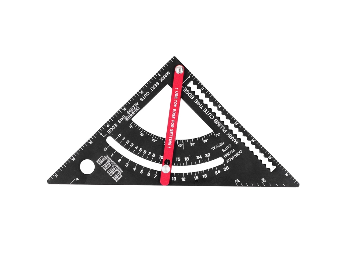 Régua Triangular De 7 Polegadas Para Marcenaria Com Goniômetro Integrado E Escala Impressa A Laser Ferramenta Medição