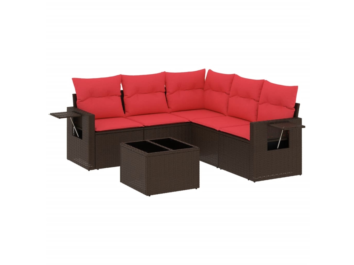 Conjunto de Sofá de Jardim, 6 Peças, Almofadas, Rattan Preto MAISON EXCLUSIVE