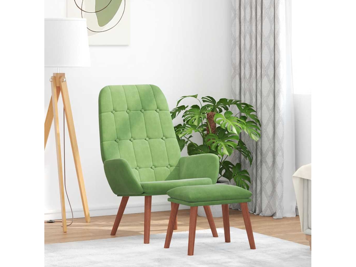 Vidaxl Cadeira De Descanso Com Banco P/ Pés Veludo Verde-claro
