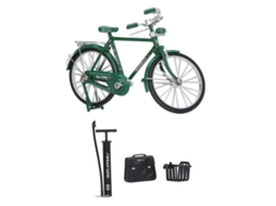 Mali modelo de Bicicleta de Liga 1:10 Miniatura Simulação com Bomba Maleta Cesto Verde