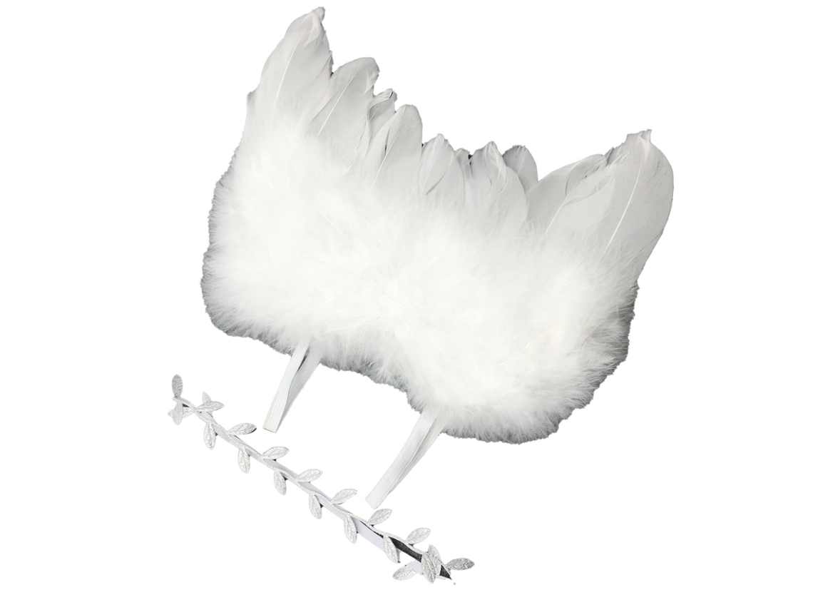Handmade Newborn Baby Photography Props Angel Feather Wing Headband Set Feather Wing With Leaf Headband Photo Props White LAXISCREED