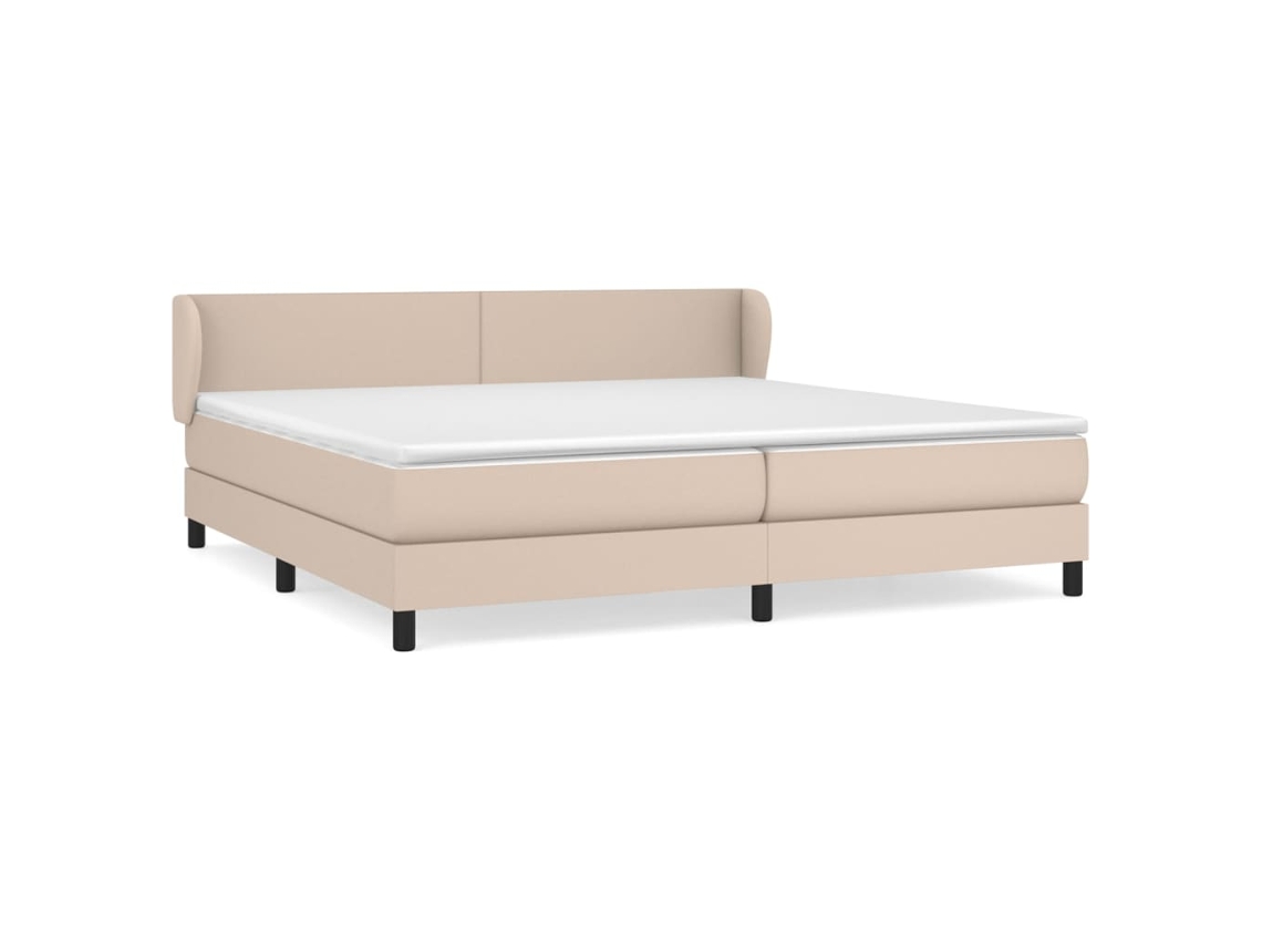 Cama com Molas e Colchão 200x200 cm Couro Artificial Cappuccino MAISON EXCLUSIVE