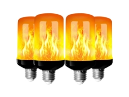 Conjunto De 4 Lâmpadas Led Decorativas, Formato De Chama, 5 W, 4 Modos, E27, Tema De Natal E Halloween